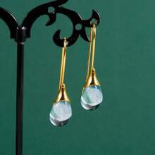 Minimalist Fashionable Multi-Color Water Drop Pendant Earrings, Exquisite Elegant Jewelry Accessories For Women, Holiday Gift - Grey - View 13