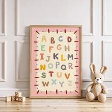 1pc Frameless Cute ABC Alphabet Kids Wall Art Print, Montessori Educational Poster For Nursery Playroom, Back To School, Funky Posters, Bedroom Dorm Decor, Vintage Room Essentials - Cartoon - View 1