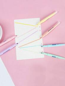 6pcs/Set 6-Color Dual-Tip Fluorescent Gel Markers, Highlighter Pen Set For Office And School Supplies, Back To School - Double-ended Highlighter - View 4