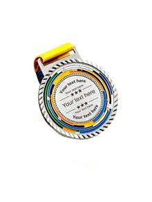 Custom Stainless Steel Medal: A Gold-Plated Sports Medal Featuring Customizable Text. Create A Personalized Award Complete With Logos And Names-Perfect For School And Family Support, Prizes For Adult Sports Leagues, Motivational Gifts, And Highly Com - Multicolor - View 8