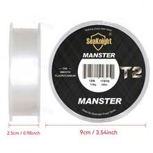 SeaKnight MANSTER T2 100% 氟碳釣魚線－超強韌、隱形且耐磨的前導線，適用於淡水與鹹水釣魚 - 白色 - 查看 10