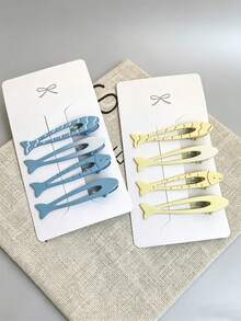 8pcs/1 pieza Pinzas para el cabello con forma de pez, dulces y lindas, perfectas para recoger el flequillo o mechones sueltos hacia un lado - Multicolor - Ver 2