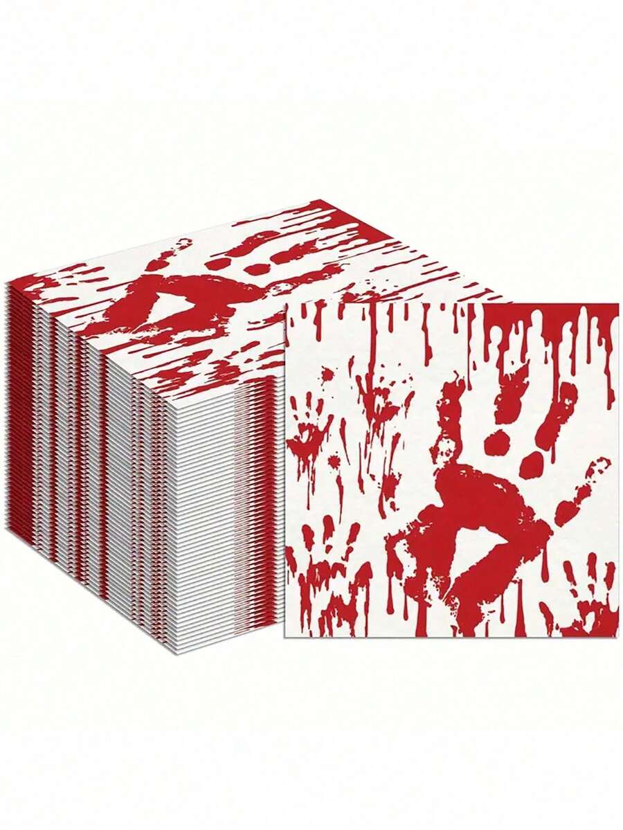 20/40pcs Halloween Horror Bloody Handprint Napkins - Halloween Party ...