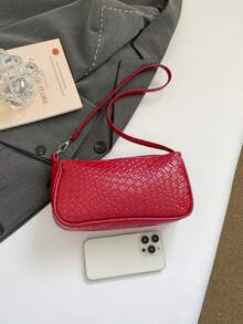 Nueva bolsa de hombro versátil y de moda con textura, bolso de mano para mujer - Rojo 2 - Ver 4