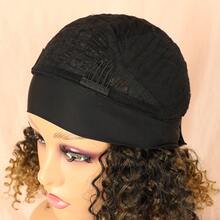Afro Curly Hair Wig With Hairband, Breathable Design, LINDEZA+WIG CAP MT1B/27#/BROWN WITH HONEY - MT1B/27 - 查看 6