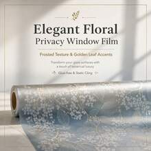 Elegant Gold Leaf Floral Static Cling Window Privacy Film, Glue-Free Frosted Plant Glass Sticker, Removable Decorative Window Curtain, Suitable For Bathroom, Bedroom, Living Room Home Glass Doors - Flowers - View 9