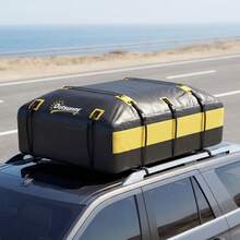Outsunny Bolsa de Techo para Coche 594L, Impermeable, Cofre de Techo para Coche con 6 Correas Ajustables, Alfombrilla Antideslizante, Ganchos, Adecuada para Todos Los Vehículos con/sin Portaequipajes - Amarillo - Ver 1