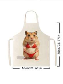 1pc, Cute Kittens, Puppies, And Hamsters Pattern Polyester Apron, Perfect For Cooking, Baking, And Gardening – Great For Kitchen And Dining Wear. - Multicolor - View 3