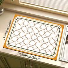 1pc Symmetrical Design Diatomaceous Earth Drying Mat, Non-Slip Heat-Resistant Absorbent Mat, Suitable For Kitchen Countertop, Coffee Machine, Tableware, Home Cafe Bar Party Decoration Placemat Gift - Multicolor - View 12