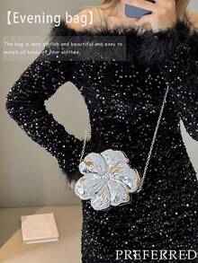 Acrylic Crescent Moon Box Shaped Handbag,Gold Bag Versatile Chain Shoulder Crossbody Bag Prom Bag, Party Bags,Party Wedding Prom Dinner/Banquet - 銀色 - 查看 2