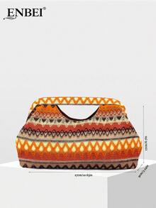 BAIZE Elegante Bolso de Mano Marrón - Bolsa de Cosméticos Grande, Cartera para Mujer, Nueva Colección Otoño/Invierno, Bolso Tejido de Ganchillo Duradero y Multifuncional, Elegante Cartera pa - Multicolor 2 - Ver 10
