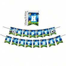 2 Sets/1 Set Green Football Theme Happy Birthday Banner, Football Sports Birthday Party DIY Hanging Decoration Supplies - Multicolor - View 10