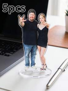 1/3/5pcs Customized Photo Acrylic Stand, Personalized Family Portrait Desktop Decor. Upload Photo To Create Unique Father's Day Gift For Dad And Grandpa, Customized Home Decor, Birthday And Anniversary Family Keepsake. - Multicolor - View 18