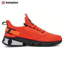 baasploa 男士休閒運動鞋，輕量網布時尚跑步鞋，防滑緩震走路鞋，增高鞋，品牌運動戶外鞋 - 橘紅色 - 查看 5