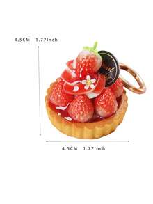1Pc Artificial Strawberry Tart Cream Puff Cake Model Fake Food Keychain Realistic Dessert Charm Pendant Bag Cute Decoration - Multicolor - View 6