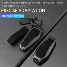 Zinc Alloy Key Case Compatible With BYD ATTO3 Dolphin Seal Tang Song Yuan PLUS DM-I EV, Full Coverage Key Shell With Leather Strap And Carabiner - Carabiner Leather Rope - View 4