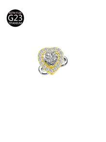 1pc G23 Titanium Gold Flower Heart Moon Spider Butterfly Cross Pentagram Zirconia Inlaid Stud, Suitable For Daily Wear - Gold - View 8