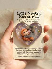 Punch Heart-Shaped Pocket Hug - Little Monkey Heart Pocket Card - A - View 3