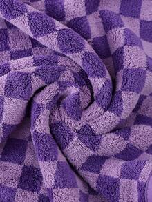 1pc 34cm*74cm/Bath Towel 70cm*140cm/2pcs (34cm*74cm+70cm*140cm) Coral Fleece Checkerboard Pattern Thickened Super Absorbent Non-Shedding Soft Skin-Friendly Hanging Outdoor Fitness Home Face Body Bath Wrap Ideal Bathroom Towel - Purple - View 8