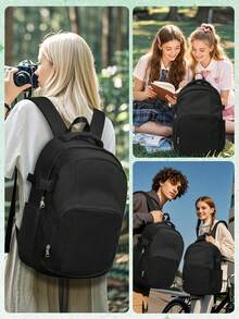 Minimalist Fashion Student Backpack, Solid Color Large Capacity Laptop Bag, Fits 14-15.6 Inch Laptop, Multifunctional Bag, Business, For Men - Multicolor - View 11