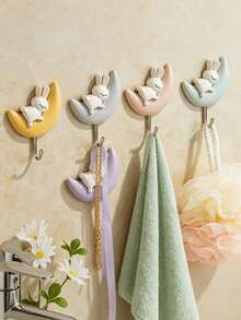 Moon Rabbit Wall Hook Set, Nursery Plush Doll Storage Rack, Baby Room Backpack, Bib And Hat Hanging Storage - Hook Up - View 2