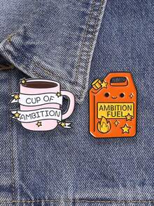 Ignite Your Ambition Gasoline Tank And Coffee Cup Metal Badge, One For Powering Up And One For Daily Motivation, Suitable For Goal-Seekers' Daily Packaging Decoration - Multicolor - View 4