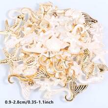 30g Cuentas de Acrílico Serie Océano con Borde Dorado Marfil, Para Hacer Pulseras Collares Pendientes DIY - Serie Oceánica - Ver 11