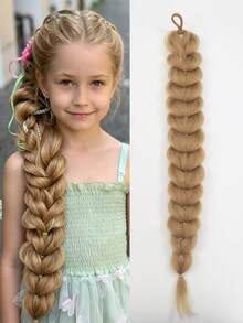 1pc Fashion Synthetic Ponytail With Elastic Hair Tie Golden/Brown Braiding Ponytail Hair Extensions Hair Accessories For Kids, Halloween - Multicolor - View 12