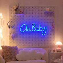 1個 LED 發光字母「Oh Baby」霓虹燈牆飾夜燈 懸掛式壁燈 電池/USB供電 浪漫仙女燈 居家節日派對生日主題場景氛圍燈 臥室客廳陽台裝飾 - oh baby霓虹燈 - 查看 15