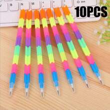Creative Stationery Rainbow Building Block Bullet Pencil Small Gift Versatile Transformable Colorful 8-Section, Back To School - Multicolor - View 7