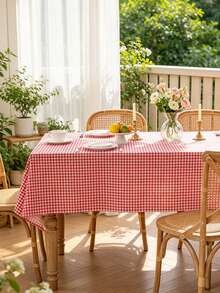 MineLain 1pc Minimalist Red Plaid Tablecloth, Rectangular Tablecloth, Coffee Table, Cabinet, Small Square Table, Bedside Table Cover, Home Decor, Room Decor, Suitable For Gathering, Dinner, Party, Holiday, Celebration, Outdoor, Garden, Picnic, Camping Decoration, All Season Use, Spring Summer Decor, Autumn Decor - Red - View 19
