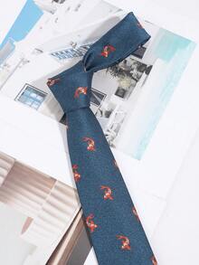 1PC Fashion Casual Men's Simple Versatile Fish Pattern Tie Suitable For Daily Commute, Banquet, Party Matching - Multicolor - View 2