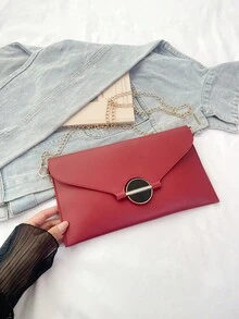 Tas Amplop Wanita Vintage Desain Niche Terbaru, Warna Solid, Gaya Fashion - Merah - View 4