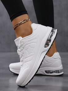 Zapatos deportivos casuales unisex, nuevos tenis de moda retro, zapatos cómodos con amortiguación de choque, suela gruesa con cojín de aire minimalista, zapatos deportivos casuales con amortiguación de choque para hombres, estilo de pareja - Blanco - Ver 4