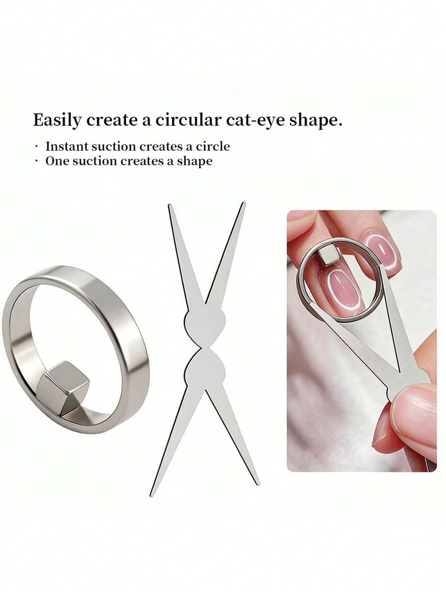 Cat Eye Nail Art Magnet Tool Set, Dual-Use Nail Magnet Kit, Multi-Shape Cat Eye Magnet Accessories, Cat Eye Gel Nail Polish Magnetic Nail Art Design Tool, Can Create French Edge And Halo Cat Eye Effect, Portable DIY Nail Art Supplies, For Home Use - Multicolor - View 1