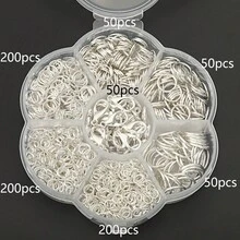 800pcs/Box Includes 12mm Lobster Clasps And Various Sizes Jump Rings, Suitable For Handmade Braided DIY Jewelry Accessories, Jewelry Clasps, Open Jump Rings, Bracelets, Necklaces, Anklets, Bag Charms, Keychains, Beaded Connecting Rings, Jewelry Making Materials, DIY Jewelry Making Parts - 50 Lobster Clips + 750 Multi-size Jump Rings - View 10