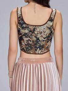 女款花卉印花修身束腰上衣，帶肩帶塑身胸衣，性感復古風，萬聖節服裝，角色扮演 - 彩色 - 查看 11
