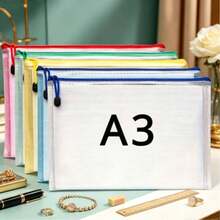 14/7/5/1pc Waterproof A3A4 Zippered PVC Project Folders With Colorful Grid Design - Art And Document Organizer Bags - Color - View 10