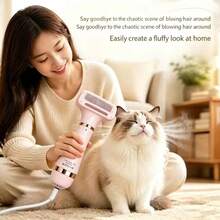 Pet Hair Dryer With Adjustable Speed And Temperature,2-In-1 Hair Dryer And Comber,With Three Temperature Settings And One-Button Adjustment,Suitable For All Breeds Of Cats And Dogs,12cm Round Teeth Design For Your Beloved Pet's Comfort - Rose Pink - View 1