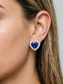 1pc Summer Transparent Geometric Heart Hollow Design Exquisite French Style Earrings - Blue - View 2