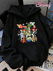 Disney Women's Hooded Sweatshirt, Unisex Sweatshirt, Colorful Letter Toy Story Collaboration Sweatshirt With Heart And Balloon Print. - Black - View 5