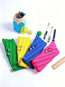 4/1pc Creative Funny Zipper Pencil Case, Student Pencil Pouch, Cute Niche Style, Stationery Storage Box, Little Monster Pencil Case - Multiple Styles - View 7