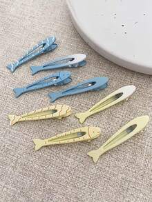 8pcs/1 pieza Pinzas para el cabello con forma de pez, dulces y lindas, perfectas para recoger el flequillo o mechones sueltos hacia un lado - Multicolor - Ver 5