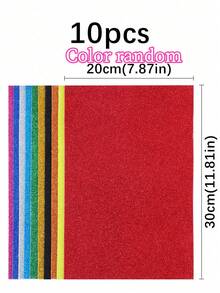 5pcs/10pcs/Tamaño A4/8.27in*11.69in/21cm*29.7cm/Papel de espuma con purpurina de color aleatorio, con respaldo autoadhesivo/10pcs/Paquete de papel de esponja con purpurina metálica multicolor, hojas de espuma con purpurina gruesas sin respaldo adhesivo, para manualidades DIY, relieve, papel de arte F - Multicolor - Ver 15