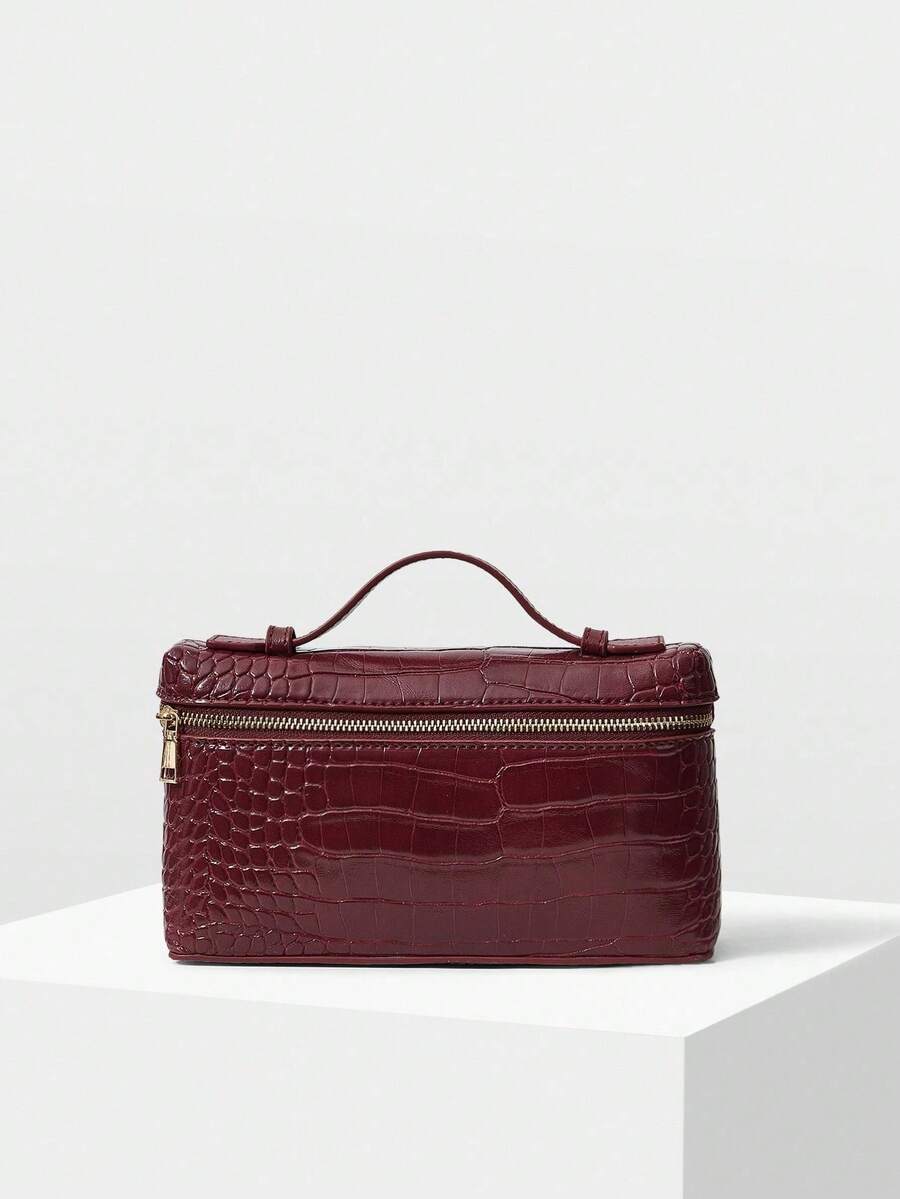 PREMIUM SQUARE OPENWORK BAG - Burgundy - View 1