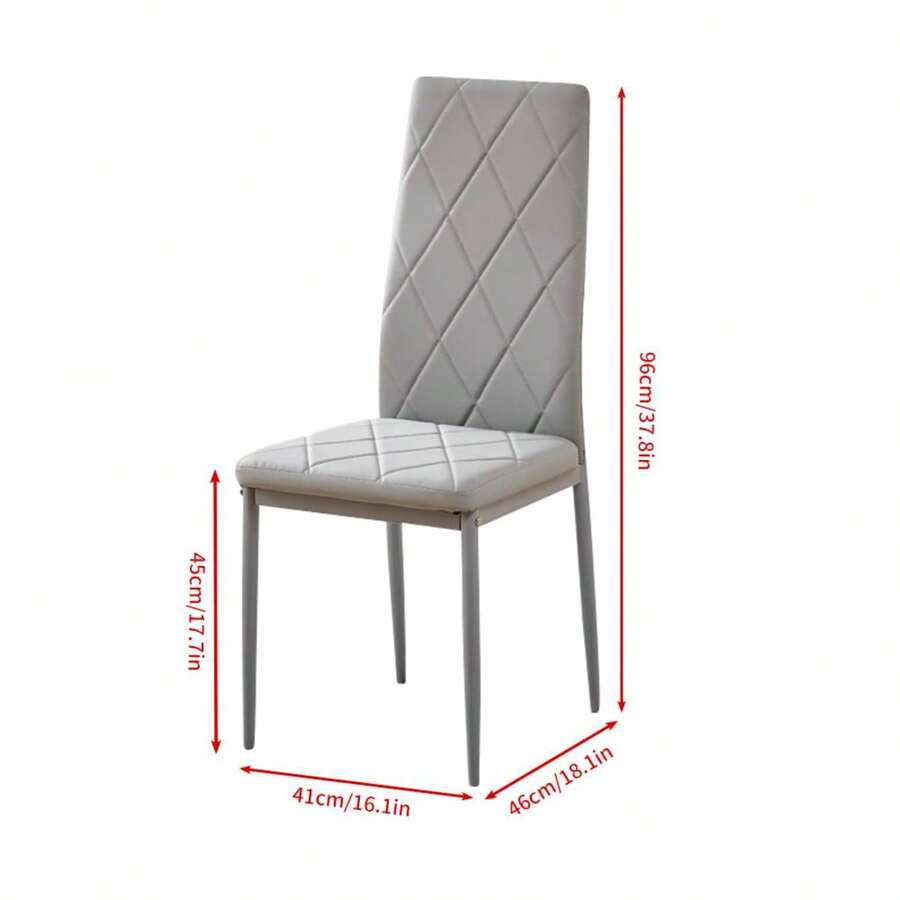 Set Of 2 Stainless Steel Leg Upholstered Dining Chairs - Abu-abu #2 - View 1