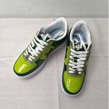 A BATHING APE Bape 休閒滑板鞋 拼色星星Logo 亮面休閒鞋 螢光深綠色 男女款鞋 - 螢光墨綠 - 查看 8