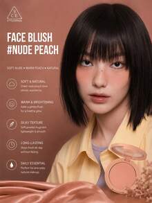 3CE Classic Solid Color Blush #Nude Beige, 3g Sample/5.5g Full Size, Easy To Blend, No Flying Powder, Natural Peach Beige, Layerable, Suitable For Yellow And White Skin Tones - Classic Single Color Blush Series #Nude Beige - View 3