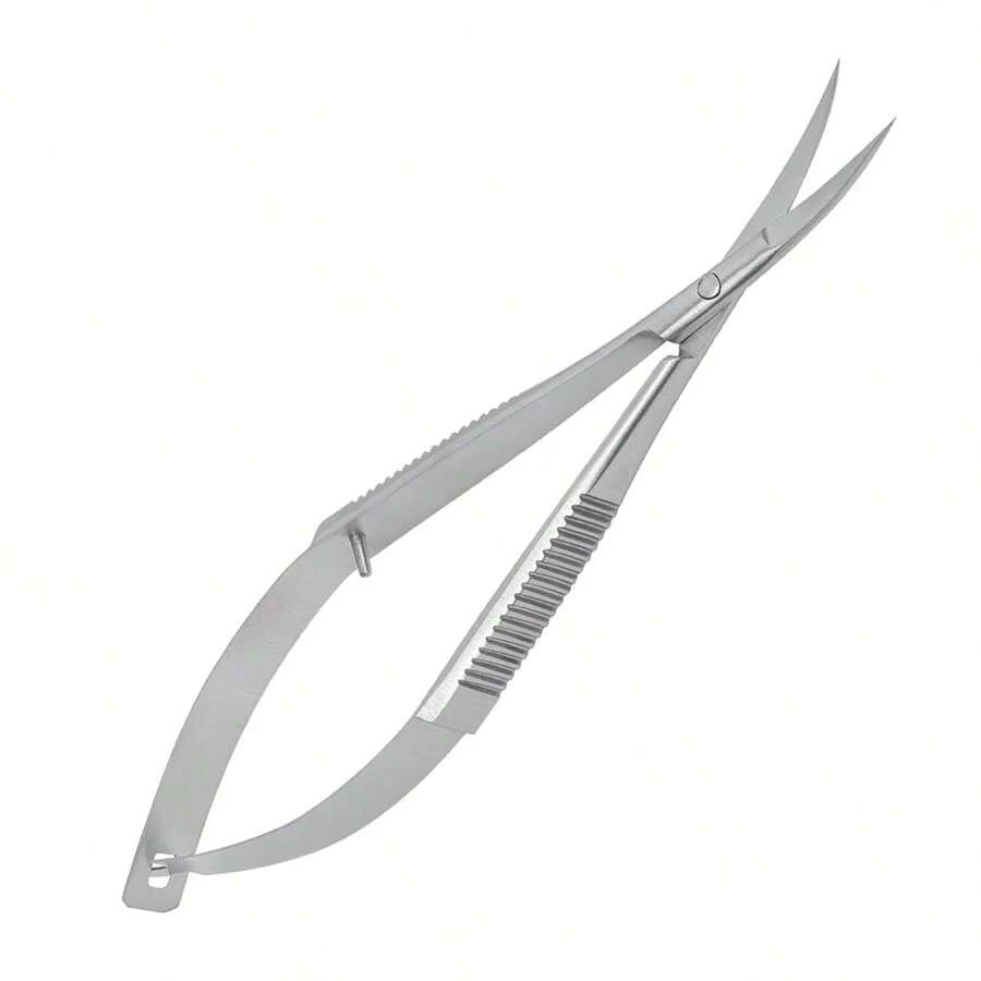 1pc Stainless Steel Cuticle Eyebrow Scissors Extra Fine Curved Professional Precise Pointed Tip Grooming Kit For Eyebrow, Eyelash - Silver - View 1