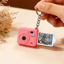 Single Piece Customizable Picture Camera Design Key Ring, Custom Personalised Mini Camera Key Holder, Decorative Hanging Accessory For Backpack Handbag, Ideal Thoughtful Holiday Gift For Anniversary Birthday Xmas Valentine Mothers Fathers Day - Pink - View 8